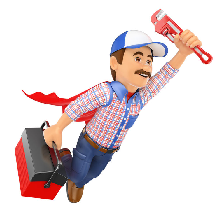 Illustration of a plumber as a super hero
