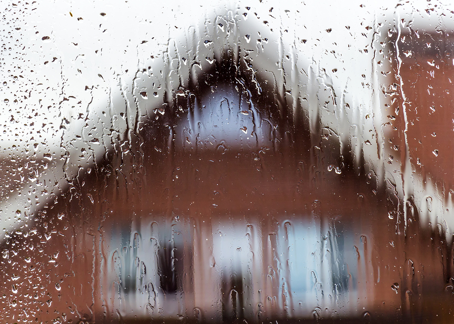 View from the window of a private house in rainy weather