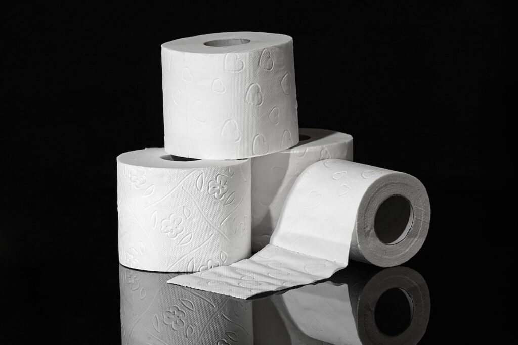 A pyramid of toilet paper