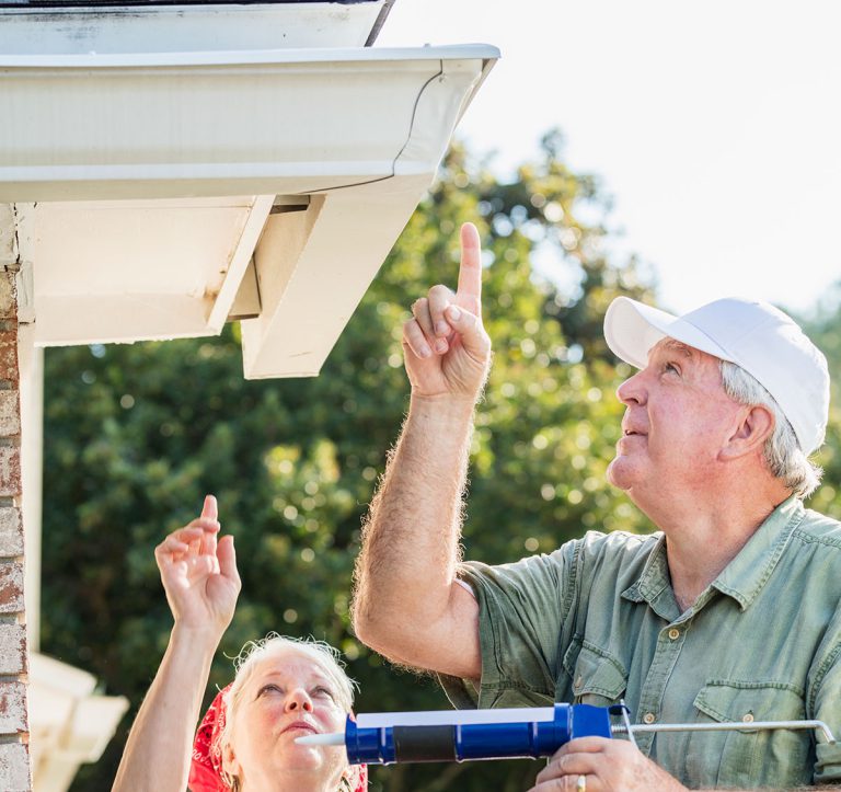 Senior couple doing home maintenance